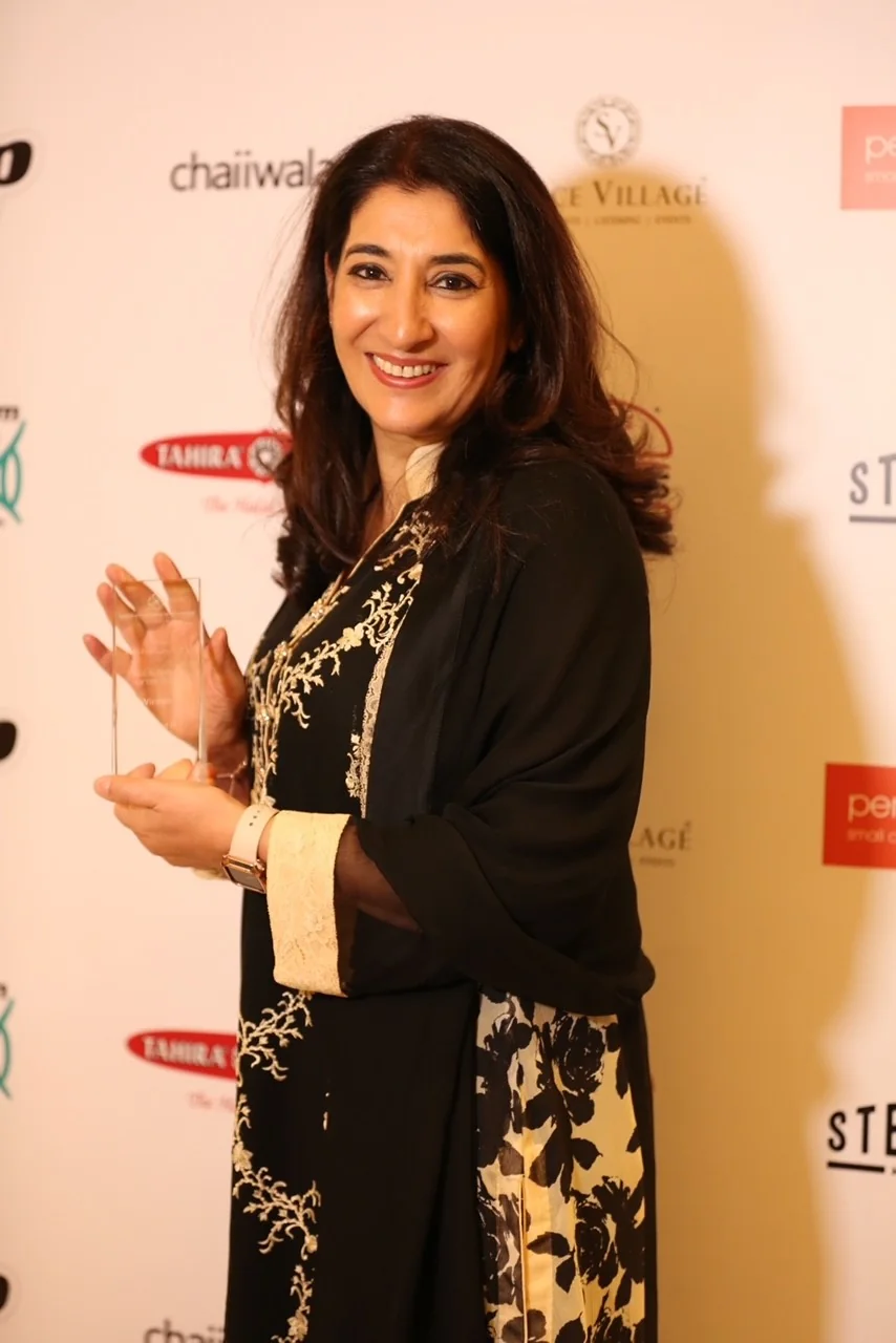 Winner with her award
