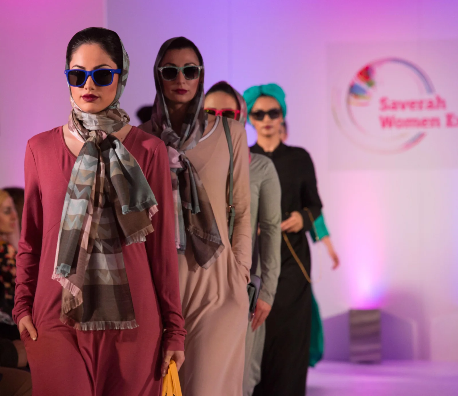 Scarf collection on the catwalk